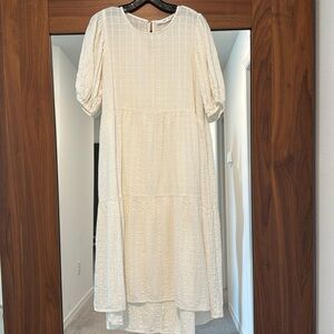 Mango. White midi dress.